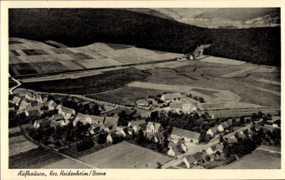 Postcard Aufhausen Geislingen an der Steige, aerial view of rural area, houses, fields, nature