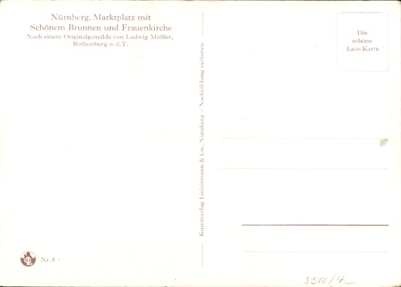 Artist Postcard Mößler, L., Nuremberg, Market Square, Beautiful Fountain, Church of Our Lady, Market Life