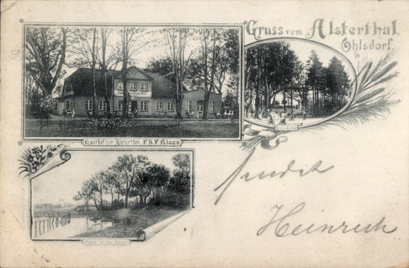 Ansichtkaart Hamburg Nord Ohlsdorf, Gasthof zum Alstertal