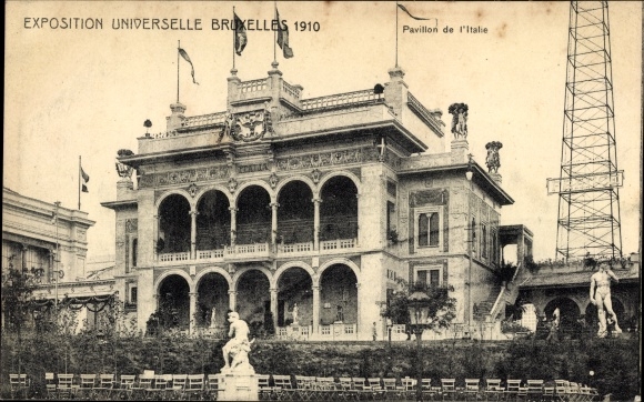 Pocztówka Bruksela Bruksela, 1910 Wystawa, Pawilon Włoski