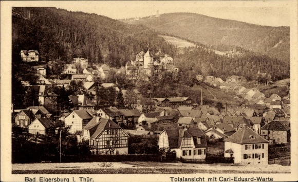 Postcard Elgersburg in Thuringia, city view from Carl-Eduard-Warte in the background