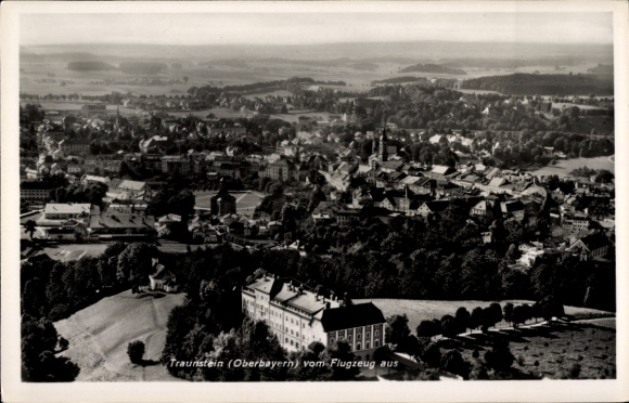 Postcard Traunstein in Upper Bavaria, aerial photograph
