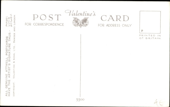 Artist Postcard Attwell, Mabel Lucy, Girl and boy on a bicycle, tandem