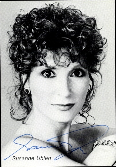 Postcard actress Susanne Uhlen, portrait, autograph