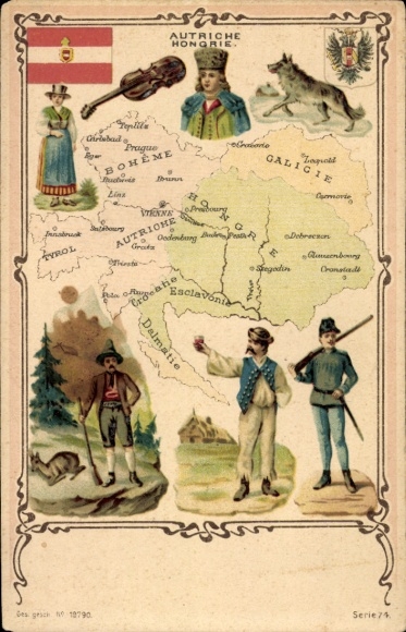 Mapy Herb Litwy Austria, Czechy, Węgry, Dalmacja, Galicja, tradycyjne stroje, herby