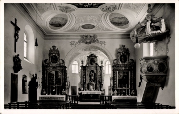 Ak Mörnsheim in Bayern, Altendorf, Wallfahrtskirche Mariä End, Innenraum