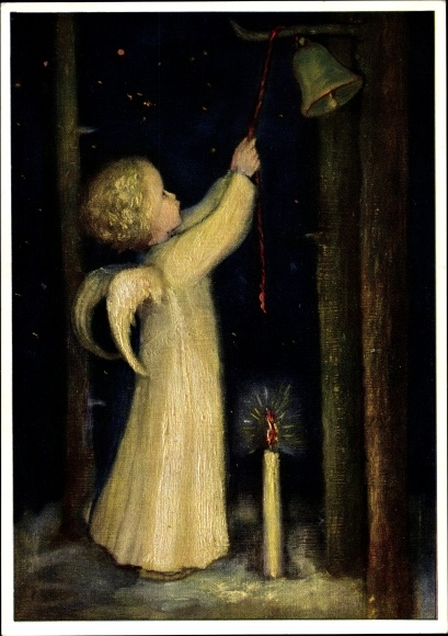 Artist Postcard Spötl, M., congratulations Christmas, angel, candle