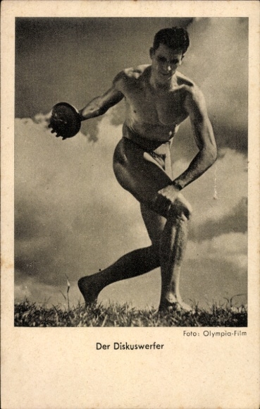 Postcard propaganda film, Olympic Games, discus thrower
