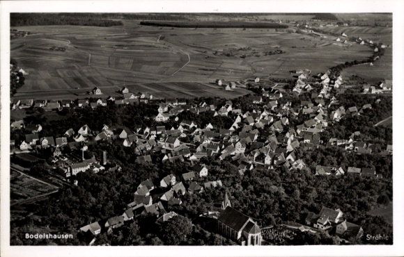 Postcard Bodelshausen in Württemberg, aerial photograph