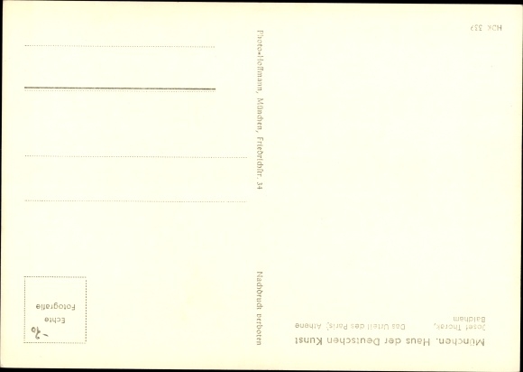 Postcard sculpture by Josef Thorak, The Judgment of Paris, Athena, HDK 339