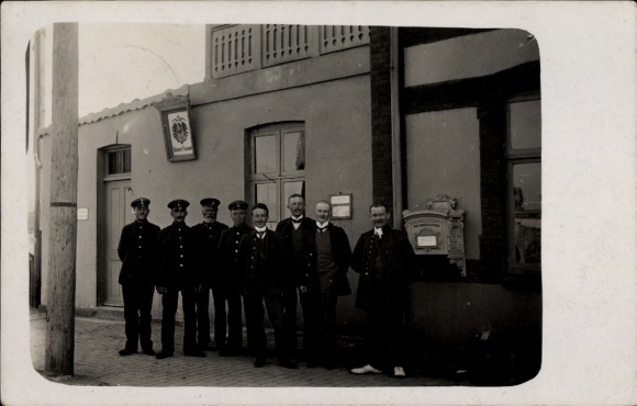 Photo Postcard Preetz in Holstein, post office, postal workers, group photo