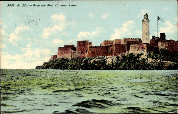 Postcard Havana Habana Cuba, El Morro, lighthouse, sea, Cuba,