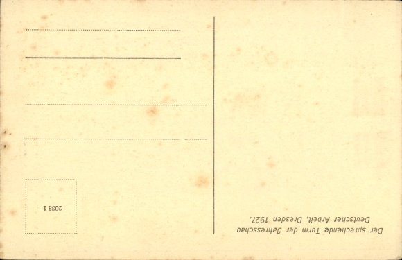 Postcard Dresden, Annual Review of German Work 1927, The Paper, The Talking Tower, Press Tower