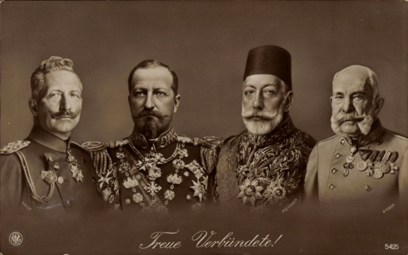 Ak Treue Verbündete, Kaiser Wilhelm II., Vierbund, Deutsches Reich, Österreich, Bulgarien, Türkei