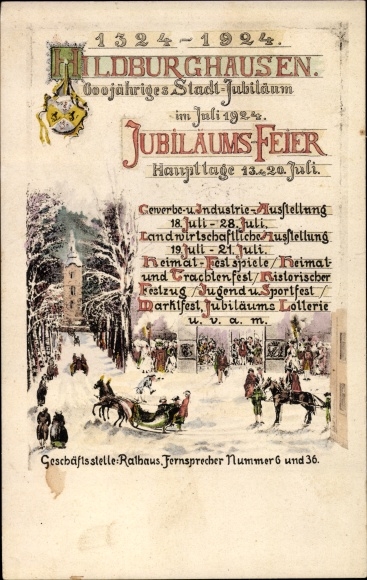 Artist PC Hildburghausen in Thuringia, 600th city anniversary, town hall, carriage, coat of arms