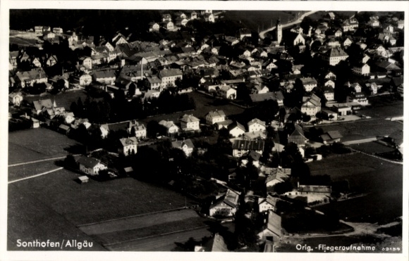 Postcard Sonthofen in Oberallgäu Swabia, aerial photograph