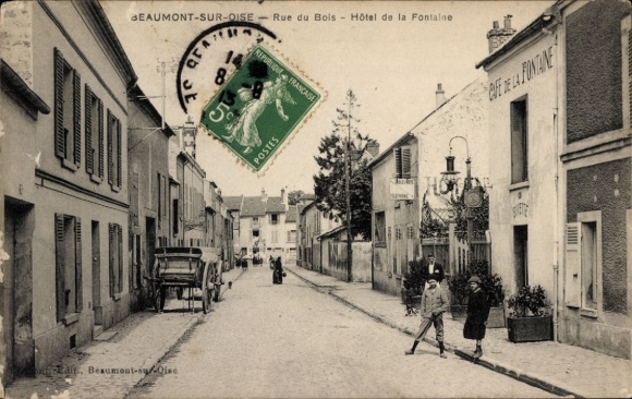 Ak Beaumont sur Oise Val d'Oise, Rue du Bois, Hotel de la Fontaine