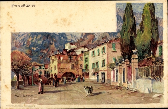 Artist Chromo-Litho Wielandt, Manuel, Porlezza Lago di Lugano Lombardia, street