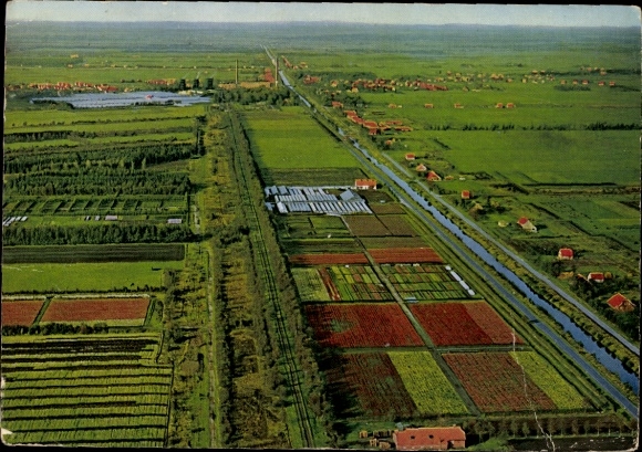 Postcard Wiesmoor in East Frisia, aerial photo, panorama