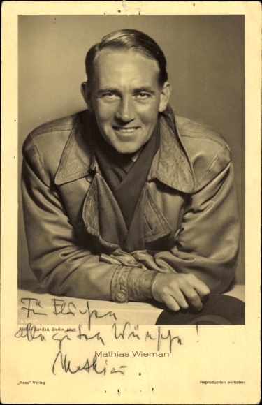 Ak-acteur Mathias Wieman, Ross Verlag A 1411/1, handtekening