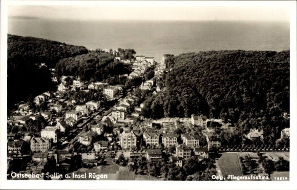 Postcard Ostseebad Sellin on Rügen, aerial photograph
