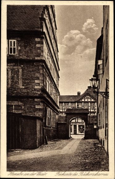 Postcard Hamelin in Lower Saxony, back of the baker&#39;s scraper, hairdresser Fritz Junge