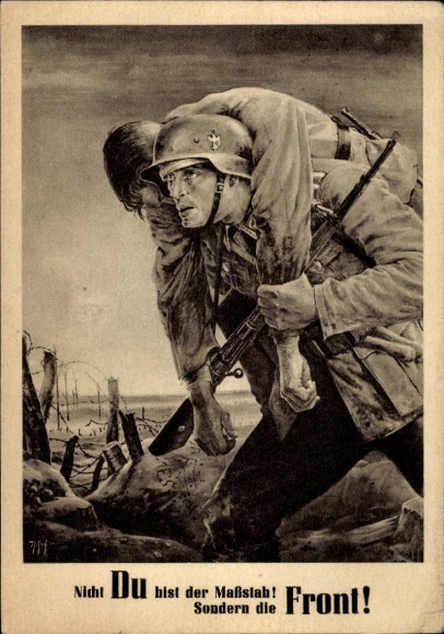 Artist Postcard Tschech, Will, It is not you who are the measure but the front, Wehrmacht, Day of the NSDAP