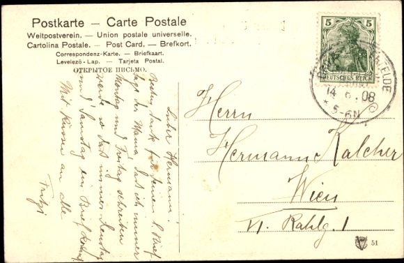 Postcard Berlin Mitte, Berlin types, Something is swimming, Cathedral, People looking into the water