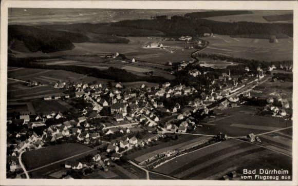 Ak Bad Dürrheim im Schwarzwald, Luftbild von  Ansicht vom Flugzeug aus, Schwarz-Weiß