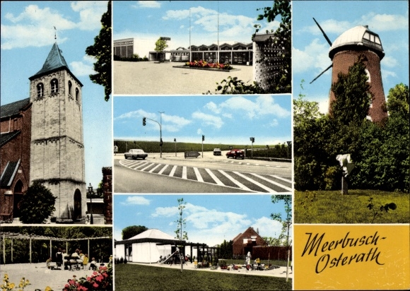 PC Osterath Meerbusch on the Lower Rhine, windmill, church, town views