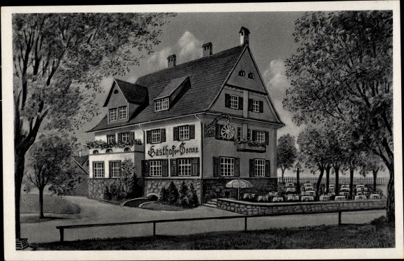 Postcard Hoyren Lindau on Lake Constance Swabia, Gasthof zur Sonne