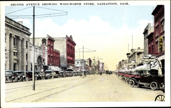KP Saskatoon Saskatchewan Kanada, Second Avenue ze sklepem Woolworth