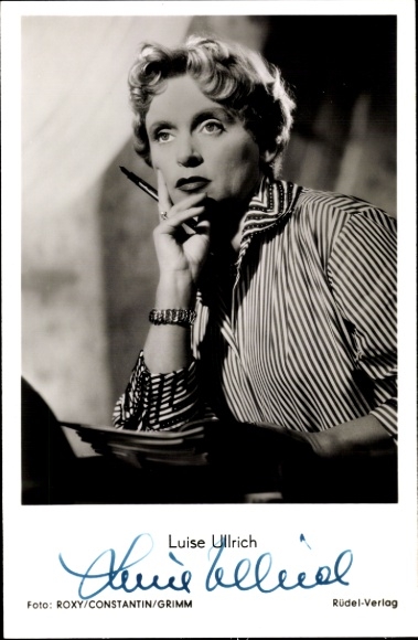 Postcard actress Luise Ullrich, portrait, autograph, her big exam