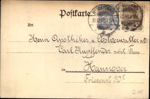 Postcard Nordstemmen Hildesheim Lower Saxony, train station, Marienburg, school, church