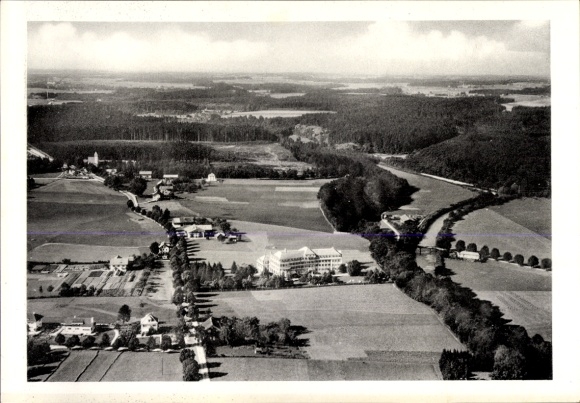 Postcard Traunstein in Upper Bavaria, aerial photograph, Municipal Hospital prince Ludwigheim