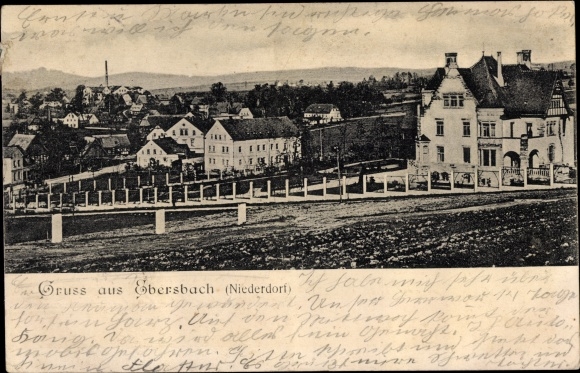 Postcard Ebersbach Neugersdorf in Oberlausitz, view of Niederdorf