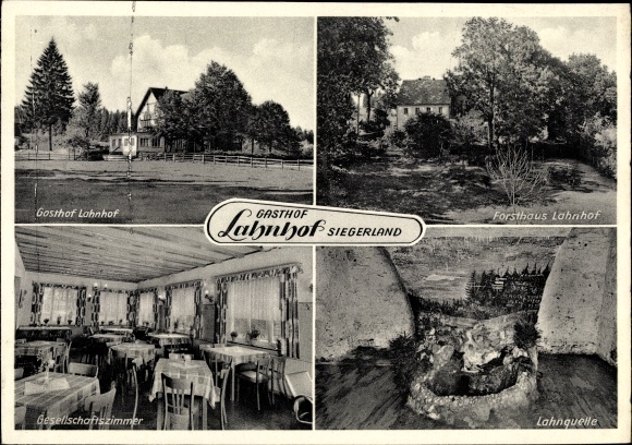 Ansichtkaart Lahnhof Nenkersdorf Netphen in Westfalen, herberg en boswachtershuis, eigenaar Heinz Heinrich, Lahnquelle