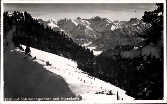 Ak Bolsterlang im Allgäu, Bolsterlangerhorn en Alpen, winters uitzicht