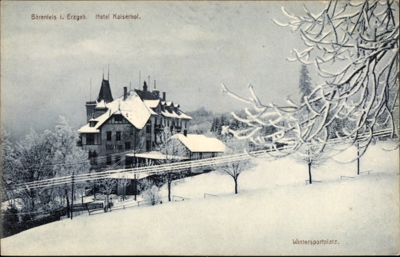 Postcard Bärenfels Altenberg in the Ore Mountains, Hotel Kaiserhof, winter view