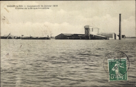 PC Choisy le Roi Val de Marne, Usine de la Brique Amlantine, flood January 1910