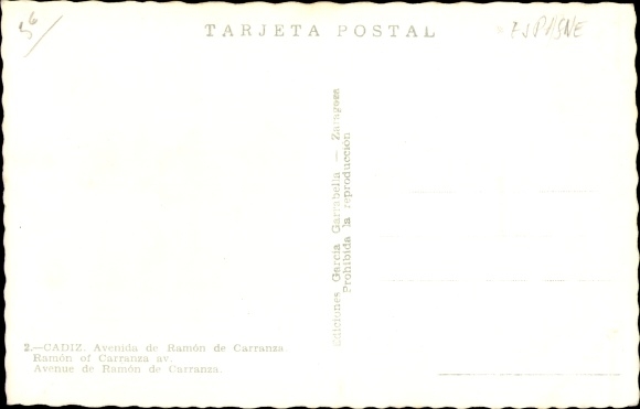 Postcard Cádiz Andalusien, Avenue de Ramón de Carranza, Straßenbahn