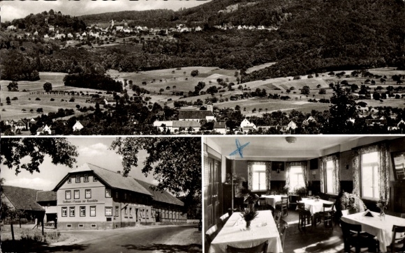 Postcard Krumbach im Odenwald, general view, Gasthof Rosenhöhe