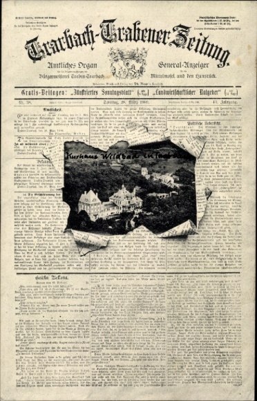 Newspaper Postcard Traben Trarbach on the Moselle, general view, Trarbach-Trabener Zeitung