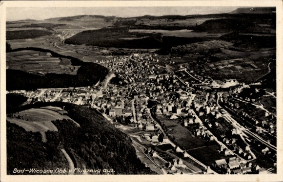 Postcard Bad Wiessee in Upper Bavaria, aerial photograph