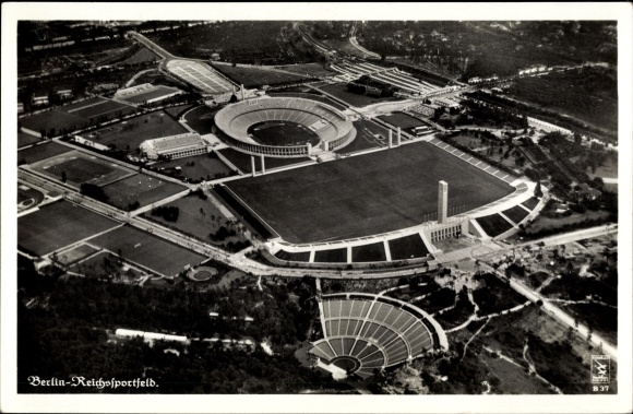 PC Berlin Charlottenburg Westend, aerial photograph, Reichssportfeld, Dietrich Eckardt stage
