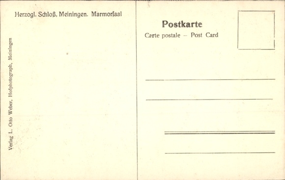 Postcard Meiningen in Thuringia, Ducal Palace, interior view, marble hall