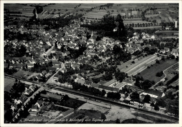Postcard Langenbrücken Bad Schönborn in Baden, aerial photograph