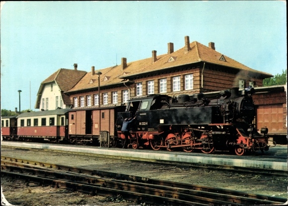 PC Baltic resort Kuehlungsborn, steam locomotive, Baederbahn Molli in the west station