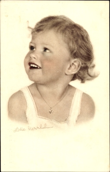Kunstenaarskaart Herrlich, Lotte, kinderhoofdjes, kinderportret