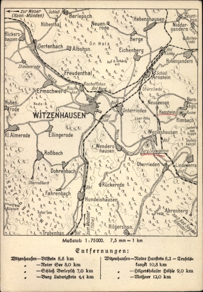 Mapy KP Witzenhausen on the Werra Hessen, Gertenbach, Freudenthal, Wendershausen Hundelshauses